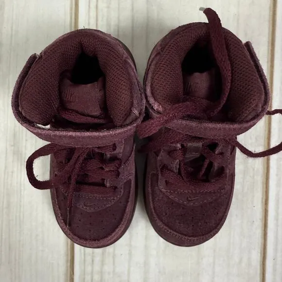 nike toddler air force 1 mid LV8 burgundy suede shoes 8C
