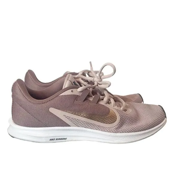 Nike Women's Downshifter 9 Running Shoes Pink and Gold