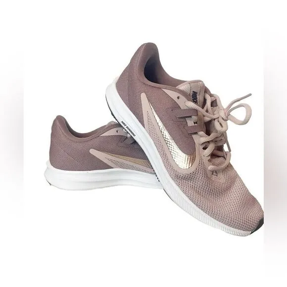 Nike Women's Downshifter 9 Running Shoes Pink and Gold