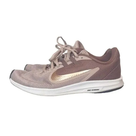 Nike Women's Downshifter 9 Running Shoes Pink and Gold