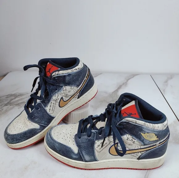 Nike Youth GS Air Jordan 1 Mid SE Take Flight Basketball Shoes Sneakers, Sz 6Y