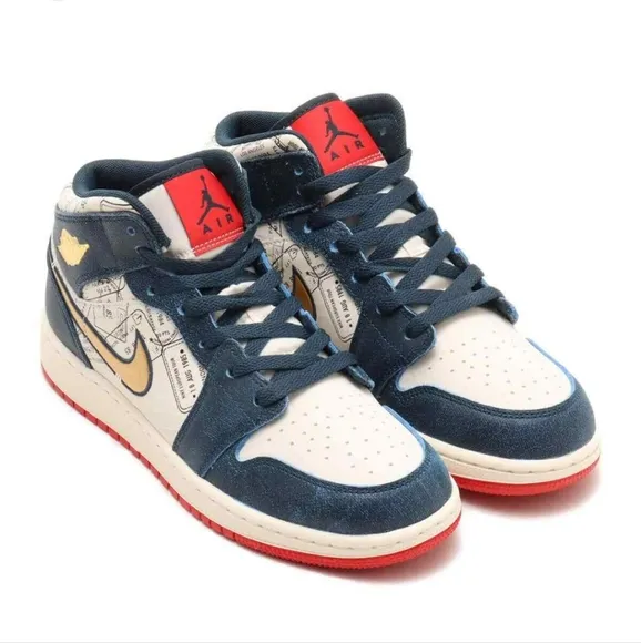 Nike Youth GS Air Jordan 1 Mid SE Take Flight Basketball Shoes Sneakers, Sz 6Y