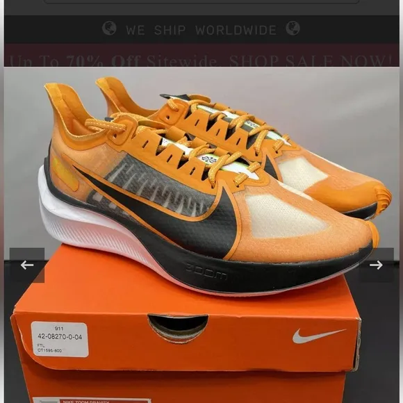 Nike Zoom Fly Gravity Kumquat Black CT1595 Running Mens 9.5