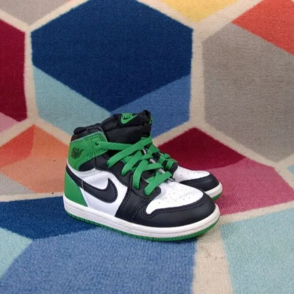 Nike Air Jordan 1 Retro High OG Lucky Green Black White Sneakers Toddler 8 US