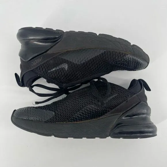 Nike Air Max 270 Little Kid’s Triple Black Lace Up Sneakers AO2372-006 Size 1Y
