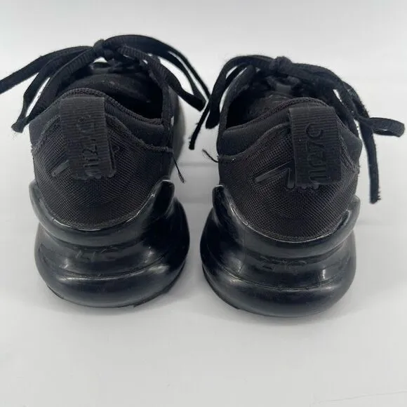 Nike Air Max 270 Little Kid’s Triple Black Lace Up Sneakers AO2372-006 Size 1Y
