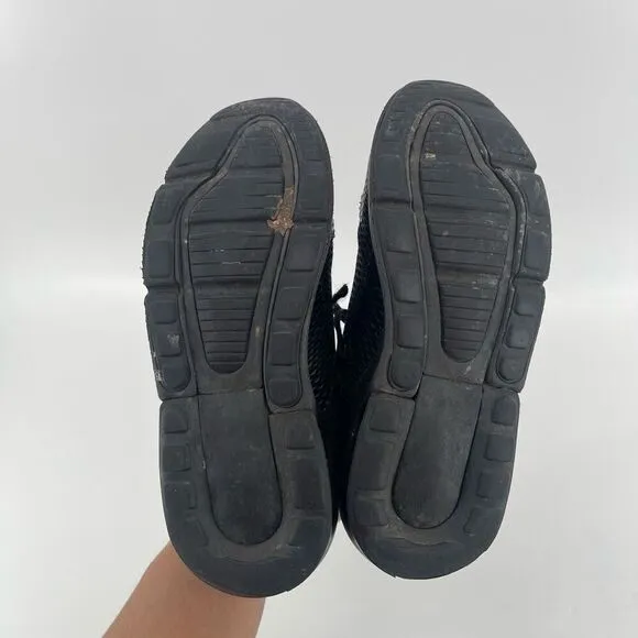 Nike Air Max 270 Little Kid’s Triple Black Lace Up Sneakers AO2372-006 Size 1Y