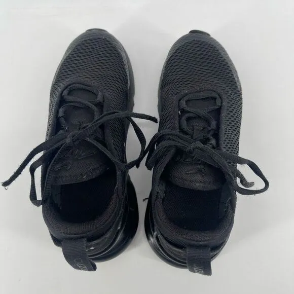 Nike Air Max 270 Little Kid’s Triple Black Lace Up Sneakers AO2372-006 Size 1Y