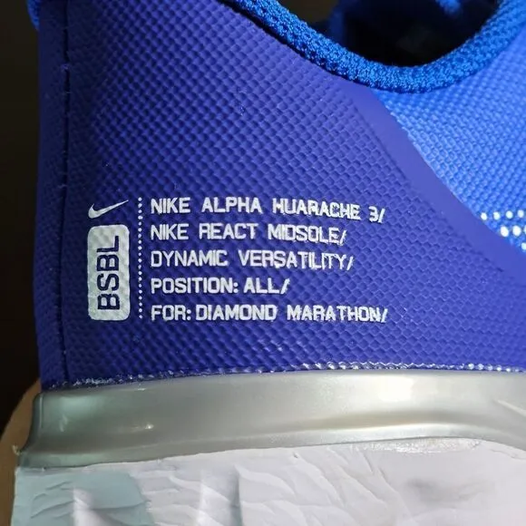 Nike Alpha Huarache Elite Low 3 Baseball Shoes Cleats Royal White CK0746 400 New
