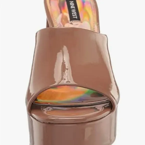Nine West Jilie heel patent leather sandals slip ons sz 8 nwob