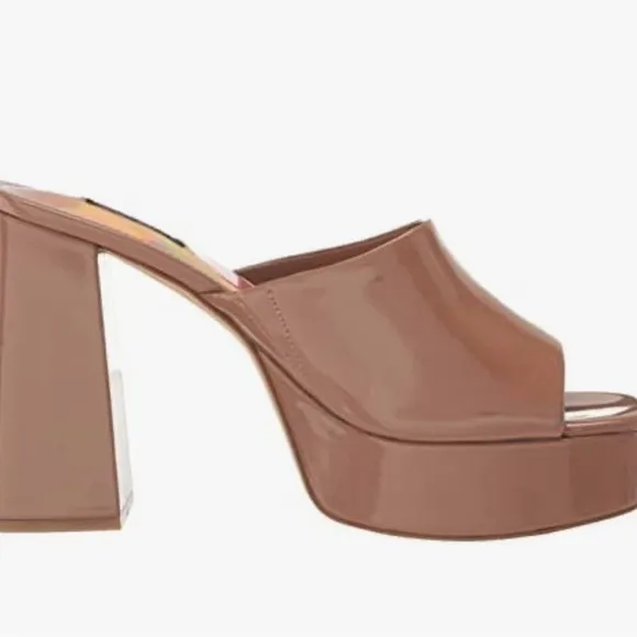Nine West Jilie heel patent leather sandals slip ons sz 8 nwob