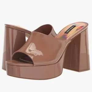 Nine West Jilie heel patent leather sandals slip ons sz 8 nwob