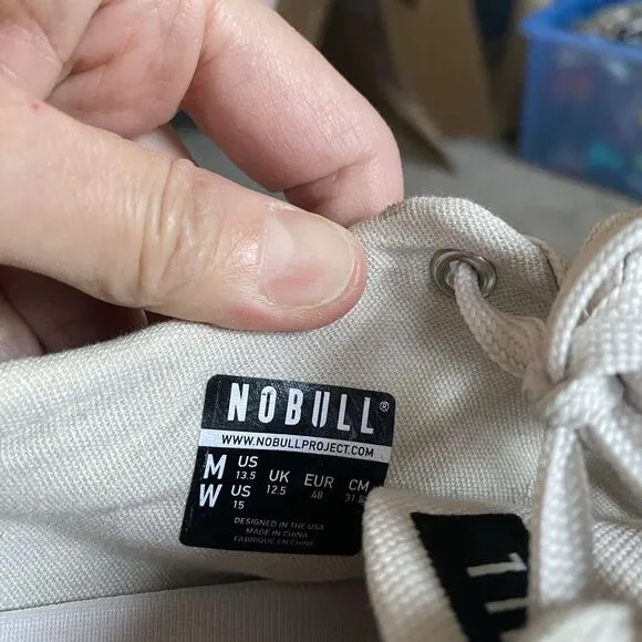 NoBull Lace Up Shoes Men 13.5 EU 48 Ivory Canvas Athletic Trainers Low Top