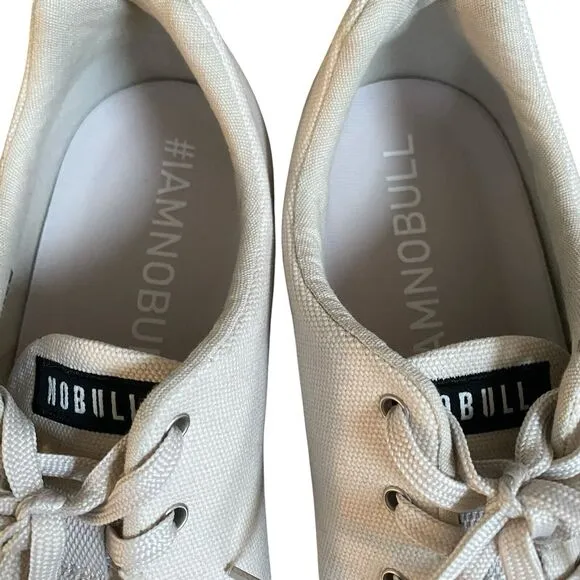 NoBull Lace Up Shoes Men 13.5 EU 48 Ivory Canvas Athletic Trainers Low Top