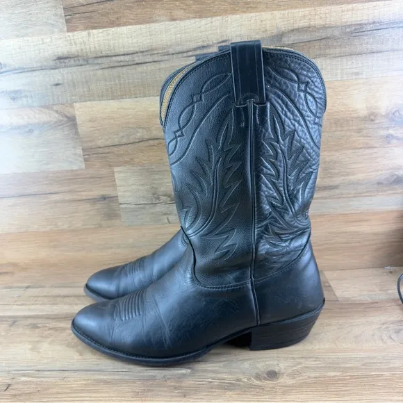 Nocona 7501 Black deertan leather Men's cowboy western boots 11.5D