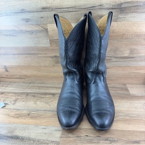 Nocona 7501 Black deertan leather Men's cowboy western boots 11.5D
