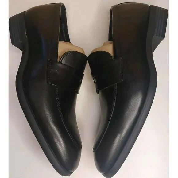 Nordstrom Mens Sz 8.5 Edward Ortholite Black Leather Penny Loafer Dress Shoes