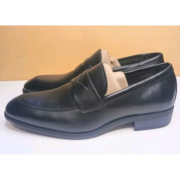 Nordstrom Mens Sz 8.5 Edward Ortholite Black Leather Penny Loafer Dress Shoes