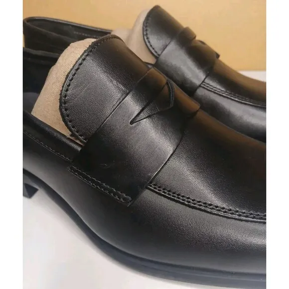 Nordstrom Mens Sz 8.5 Edward Ortholite Black Leather Penny Loafer Dress Shoes