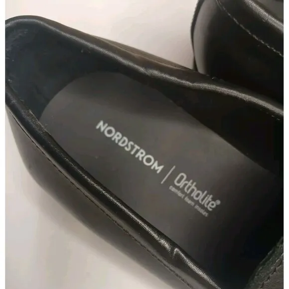 Nordstrom Mens Sz 8.5 Edward Ortholite Black Leather Penny Loafer Dress Shoes
