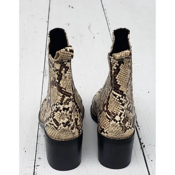 Nordstrom Nohazina-Lea Caramel Snake Print Heel Ankle Boots 5.5 / UK 3 / EU 35.5