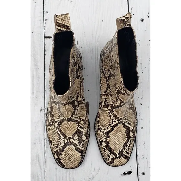 Nordstrom Nohazina-Lea Caramel Snake Print Heel Ankle Boots 5.5 / UK 3 / EU 35.5