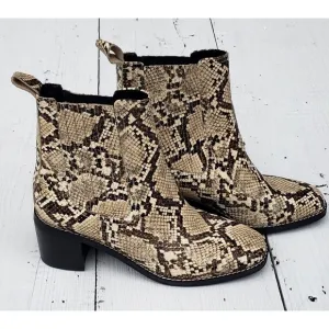 Nordstrom Nohazina-Lea Caramel Snake Print Heel Ankle Boots 5.5 / UK 3 / EU 35.5