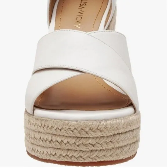 Nordstrom Shoes by Lisa Vicky Leather Gemi Espadrille Wedge Sandal Sz 7 White