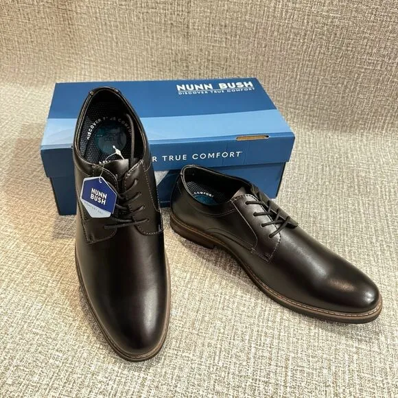 Nunn Bush | Men's Carmelo Plain Toe Oxford Dress Shoes‎ - Black, Size 10.5
