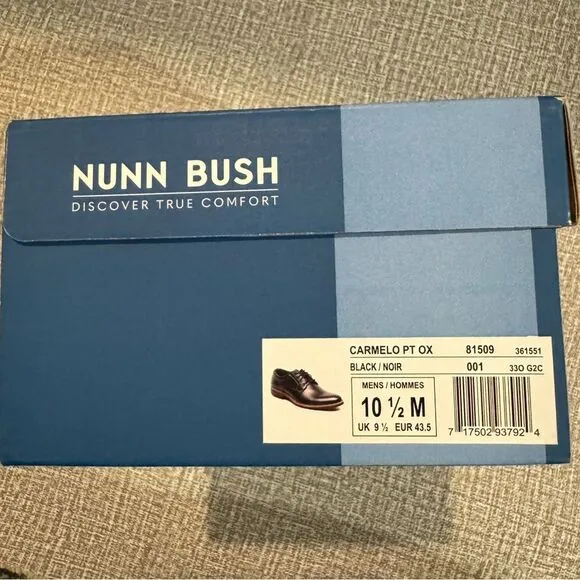 Nunn Bush | Men's Carmelo Plain Toe Oxford Dress Shoes‎ - Black, Size 10.5