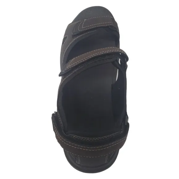 Nunn Bush Mens Rio Vista Three Strap Sandals Brown 12 M