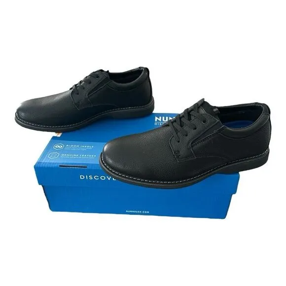 NWB Nunn Bush Otto Leather Oxford Shoes Black 1” Heel Height Men’s Size 9.5 XW
