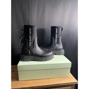 NWB VIRGIL ABLOH Off-White WOMENS SPONGE RUBBER RAIN BOOTS BLACK US SZ 9/ EUR 39
