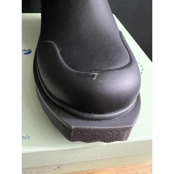 NWB VIRGIL ABLOH Off-White WOMENS SPONGE RUBBER RAIN BOOTS BLACK US SZ 9/ EUR 39