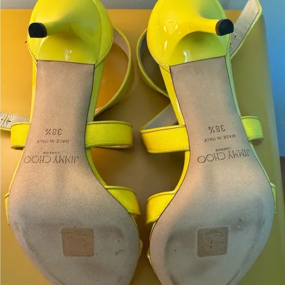 NWIB Jimmy Choo Canvas Patent Yelllow Sandal shoes