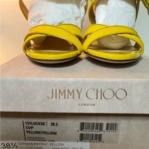 NWIB Jimmy Choo Canvas Patent Yelllow Sandal shoes