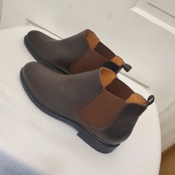 NWOB Enzo Tesoti Chestnut Brown Leather Chelsea Boots Size 46 = 13 Men's