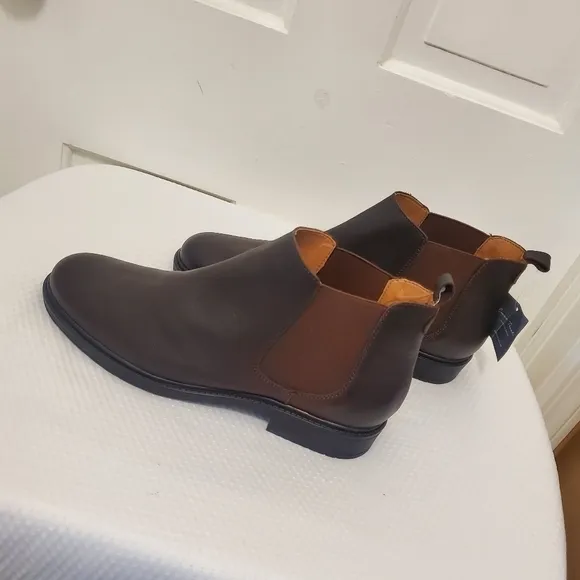 NWOB Enzo Tesoti Chestnut Brown Leather Chelsea Boots Size 46 = 13 Men's