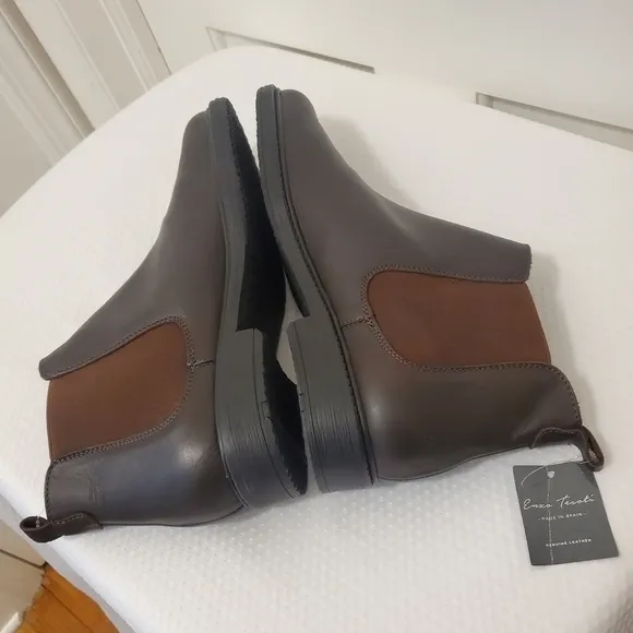 NWOB Enzo Tesoti Chestnut Brown Leather Chelsea Boots Size 46 = 13 Men's