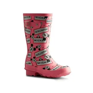 NWOB Hunter Kids Sz 1 Boys/2 Girls Original Disney Mickey Mouse PINK Rain Boots