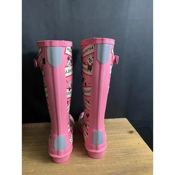 NWOB Hunter Kids Sz 1 Boys/2 Girls Original Disney Mickey Mouse PINK Rain Boots