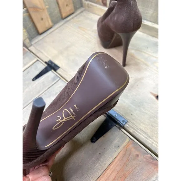 NWOB Joan &amp; David 7.5M Brown Suede Stiletto Boots Platform Heels