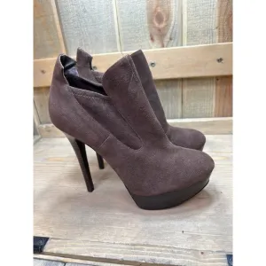 NWOB Joan &amp; David 7.5M Brown Suede Stiletto Boots Platform Heels