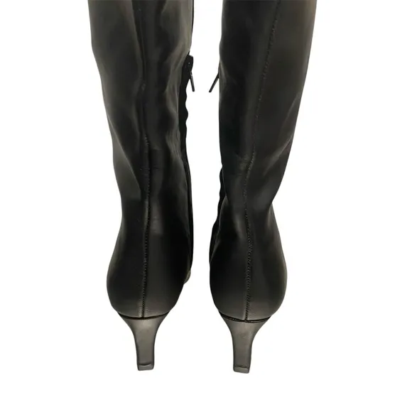 NWOB NAKD Black Leather Stiletto Wide Shaft Boots - Size 36