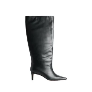 NWOB NAKD Black Leather Stiletto Wide Shaft Boots - Size 36