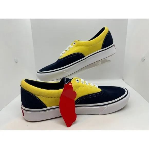 NWOB NEW VANS Navy Yellow Canvas Sneakers ComfyCush Shoes W 8.5 M 7