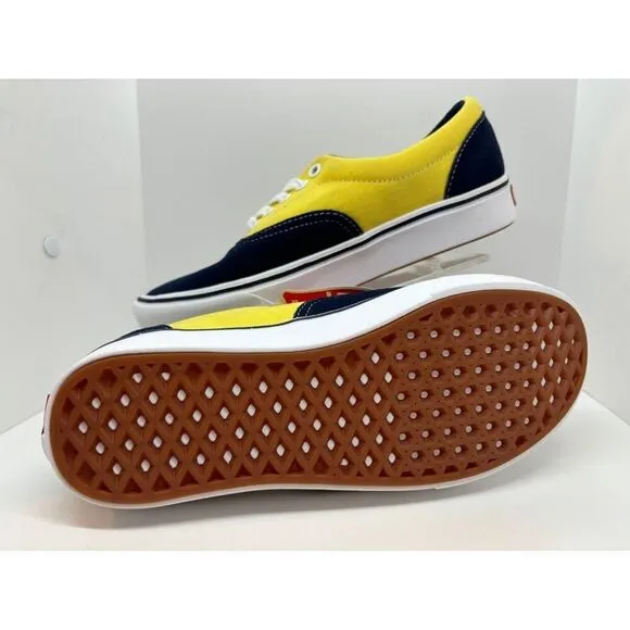 NWOB NEW VANS Navy Yellow Canvas Sneakers ComfyCush Shoes W 8.5 M 7