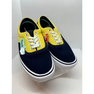 NWOB NEW VANS Navy Yellow Canvas Sneakers ComfyCush Shoes W 8.5 M 7