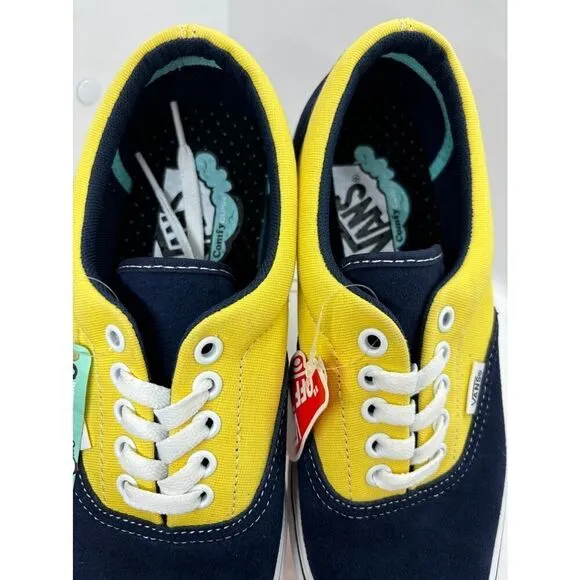 NWOB NEW VANS Navy Yellow Canvas Sneakers ComfyCush Shoes W 8.5 M 7