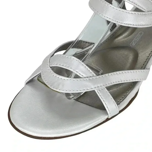 NWOB Rockport Zandra Pearlescent Faux Leather Womens Slingback Sandals